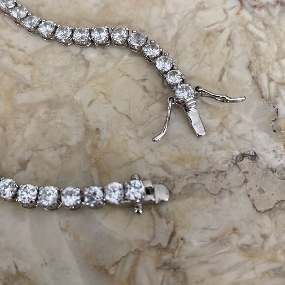 10 Carat Sterling Silver Cubic Zirconia Tennis Bracelet - Picture 7 of 9